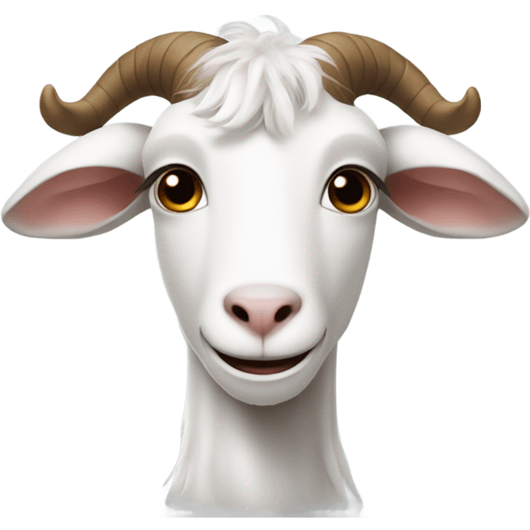 White goat with a brunette boy head emoji