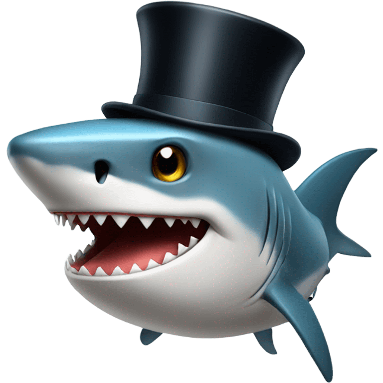 Shark with a top hat emoji