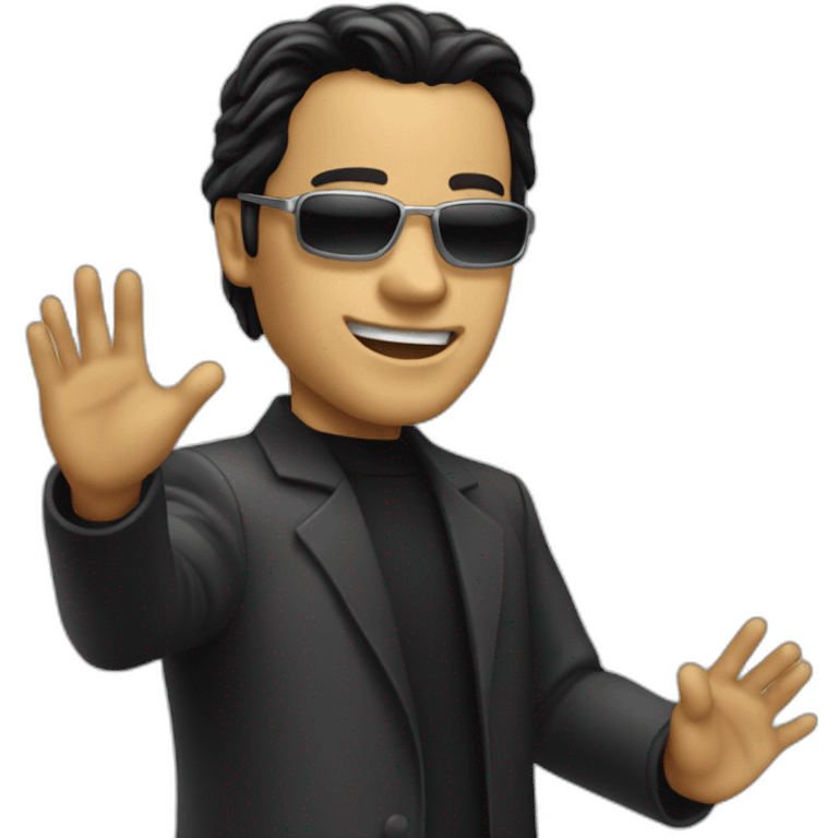 Neo from matrix waving emoji