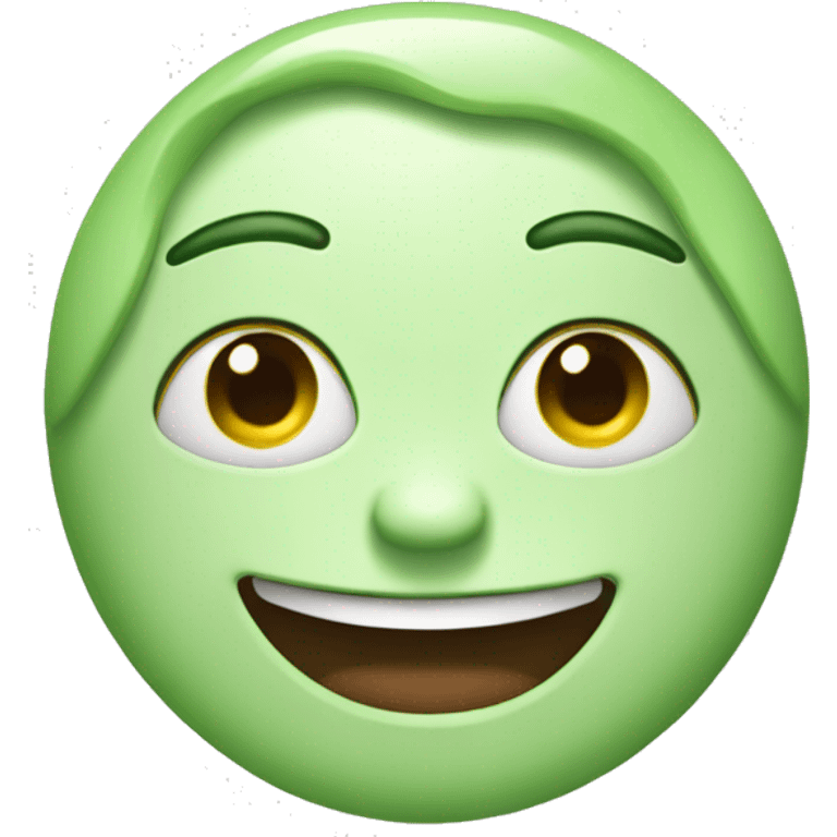 happy face full of green cream that resembles face makeup emoji