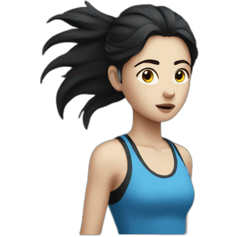 exhausted runner girl black hair white skin emoji