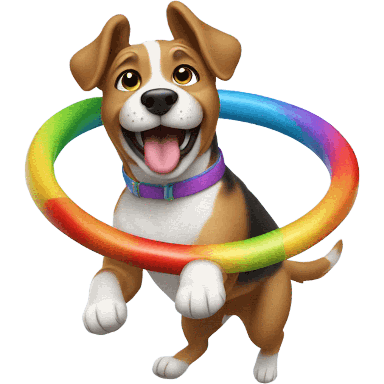 Dog hula hooping emoji