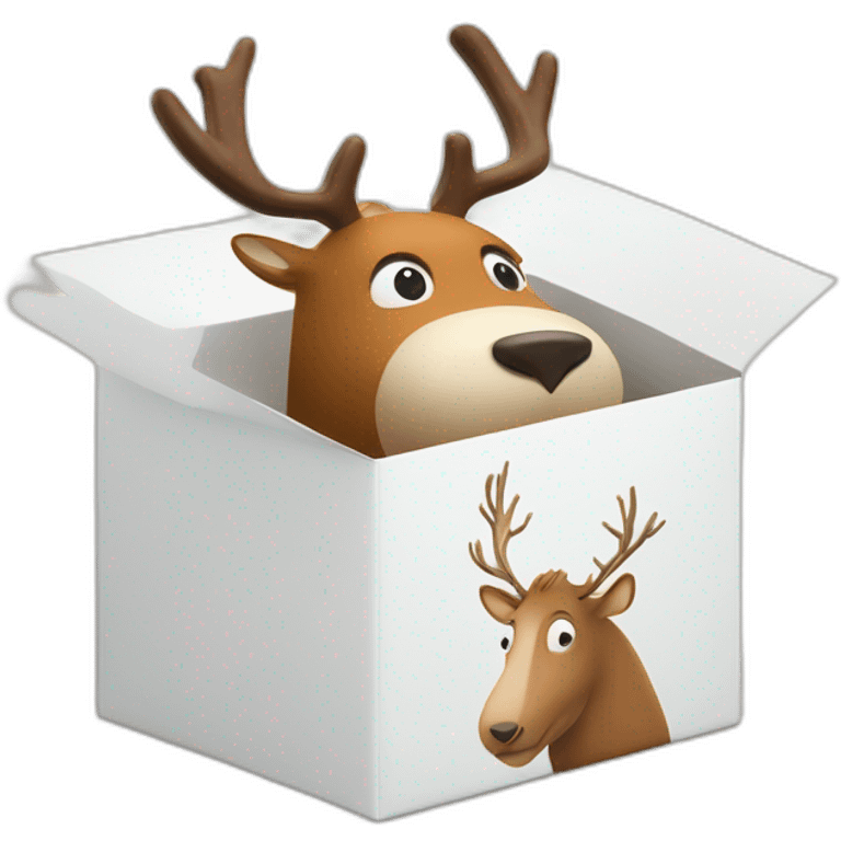 Moomin the reindeer delivers a Wolt branded box emoji