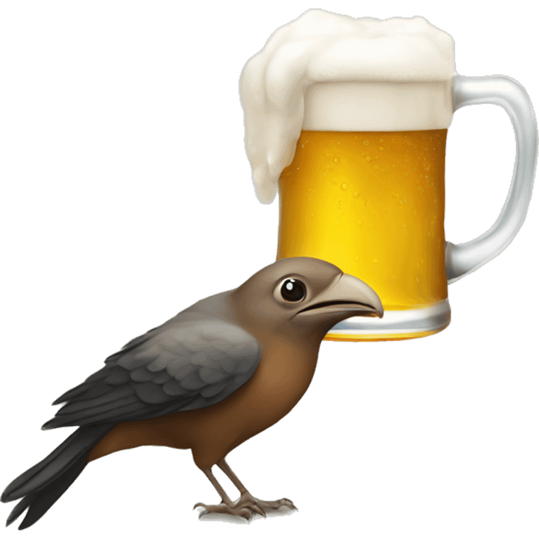 A Bird driking beer emoji