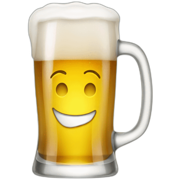 beer glass with a happy face emoji