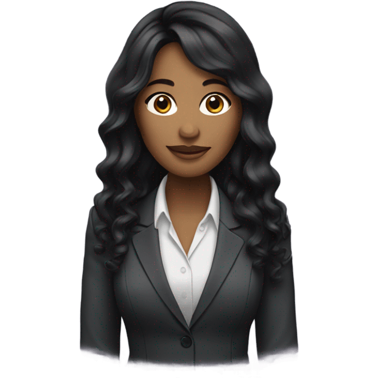 business woman long wavy black hair emoji