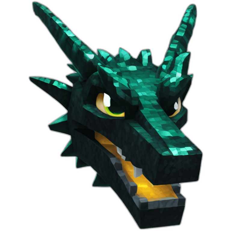 Minecraft Glitter Black Dragon Head With Diamond Horn emoji