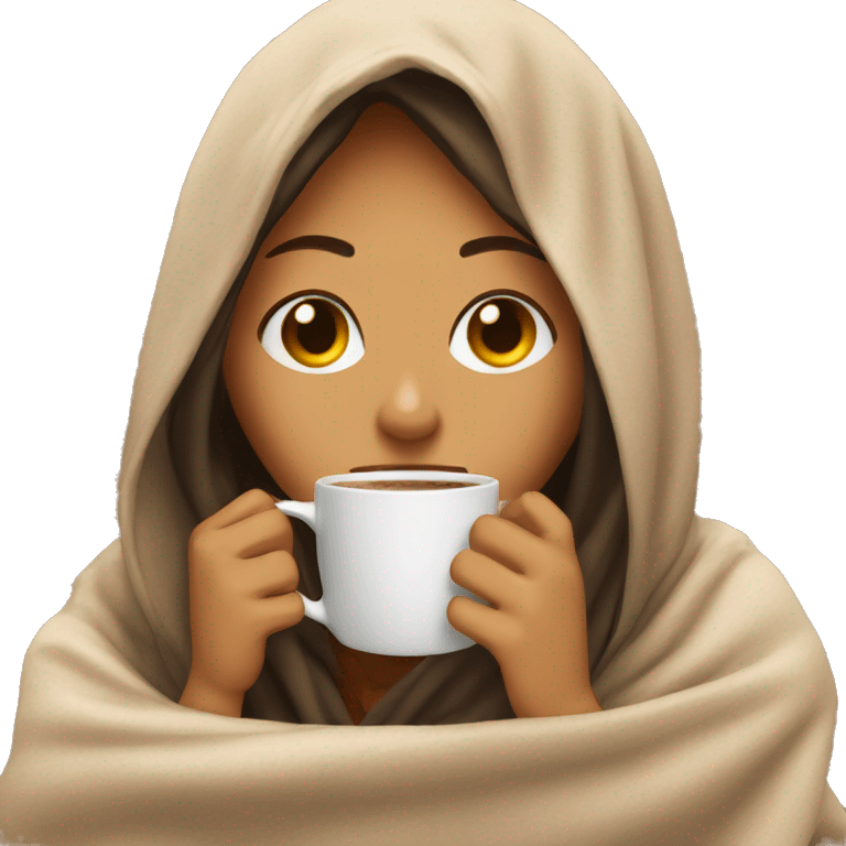 girl inside a blanket sipping coffee eyes closed emoji