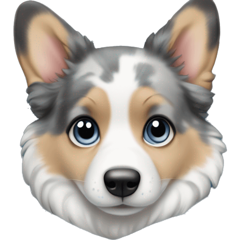 Blue Merle girl corgi with a blue eyes in blanket emoji