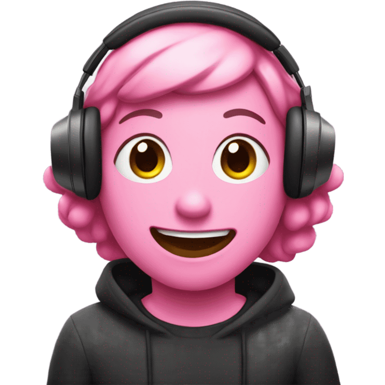 Pink poop emoji wearing headphones emoji