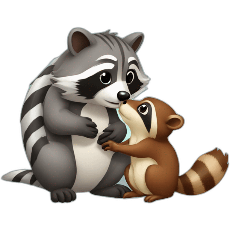 Raccoon kissing a squirrel emoji