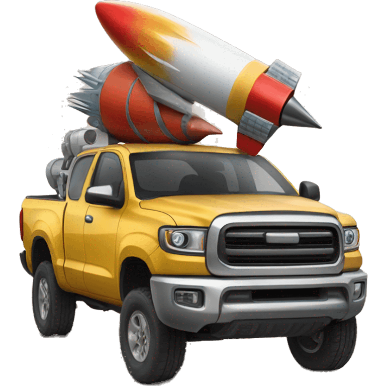 pick up truck and rocket strapped emoji