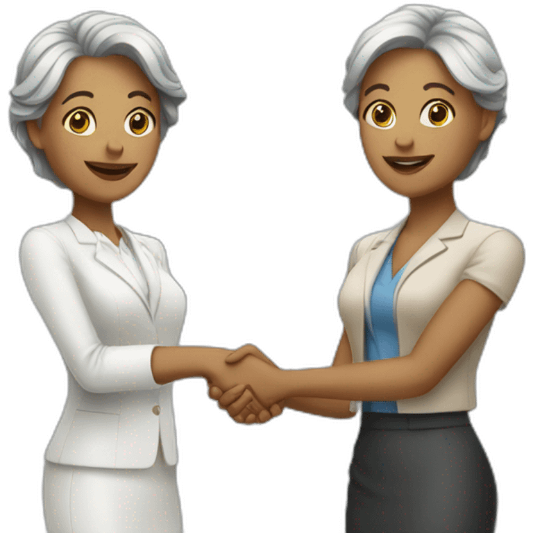 two white business women with different hair colors shaking hands emoji