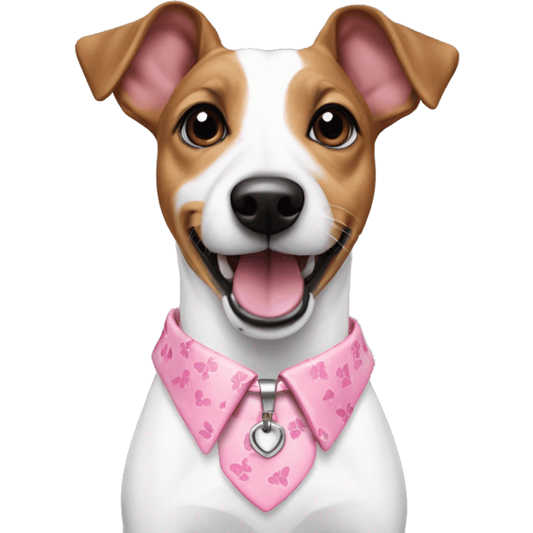 jack russel terrier dog with a pink butterfly pattern collar  emoji