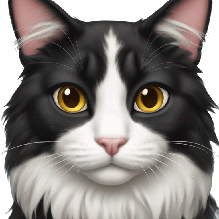 Long haired tuxedo cat  emoji