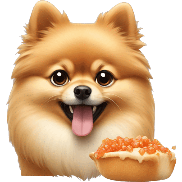 Pomeranian eating emoji