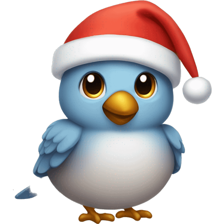 cute little bird wearing Santa hat emoji