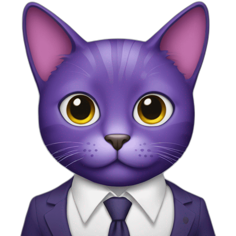 Purple cat in a suit emoji