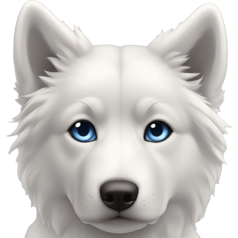 perro lobo siberiano de ojos azules y pelo totalmente  blanco  emoji