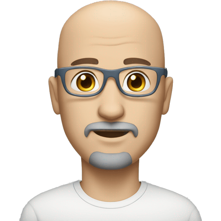 slightly bald white man with dark gray goatee blue eyes silver glasses emoji