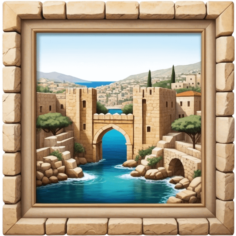 Cinematic Realistic Byblos Old City Landmark Emoji, depicted with ancient, weathered stone structures rendered with lifelike detail and nostalgic, warm lighting. emoji