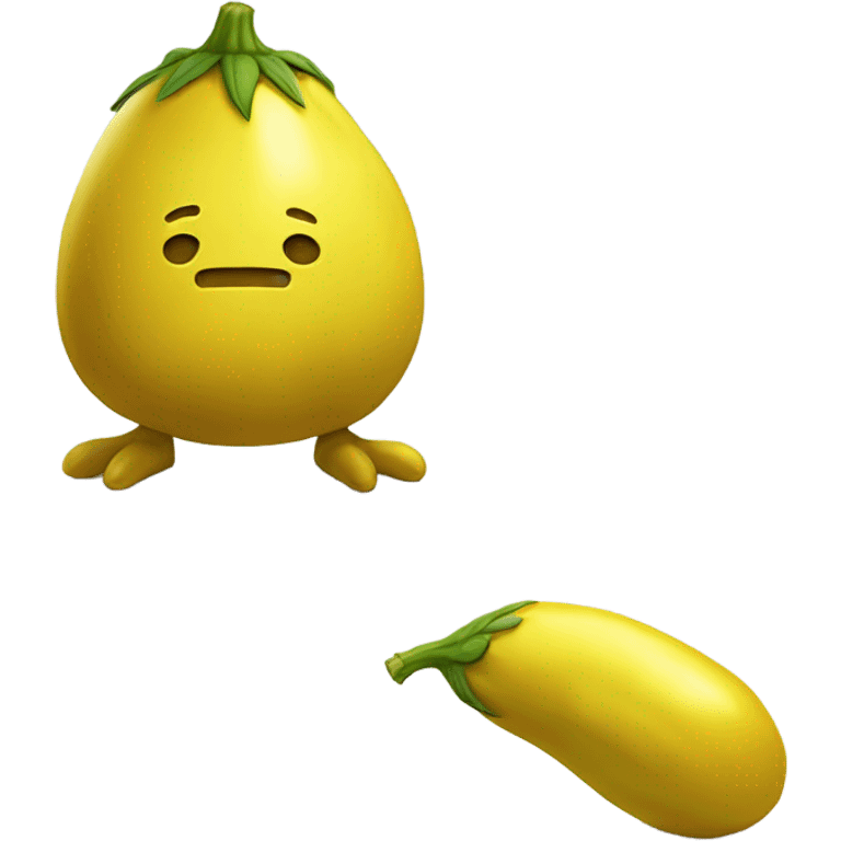 Yellow eggplant shaped as human  emoji