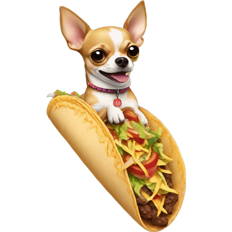 Chihuahua riding a taco emoji