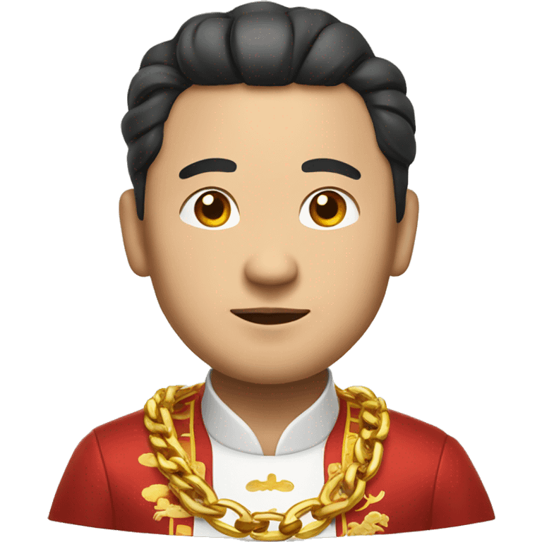 rich chinese man with gold chain in national dress emoji