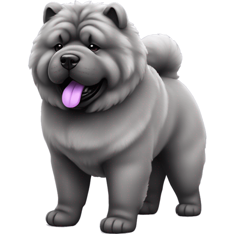 Full body blue Chow chow with purple tongue, photorealistic 4k emoji