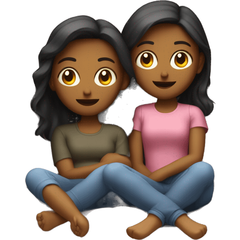 Two Girls chill on the Couch  emoji