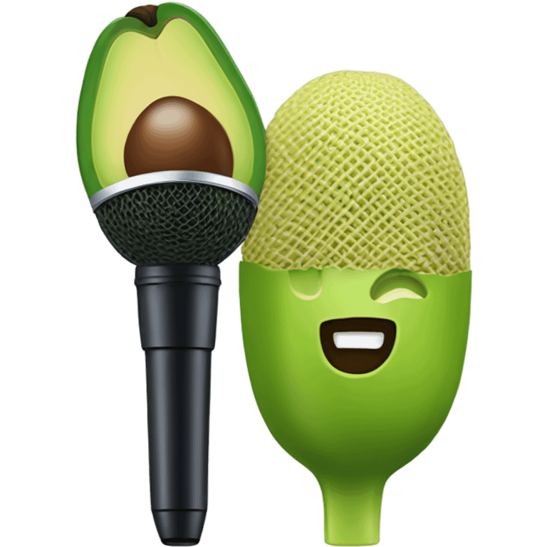 A microphone with an avocado emoji