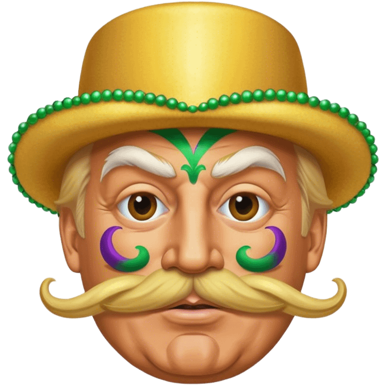 Donald trump dancing at Mardi Gras with a large moustache  emoji