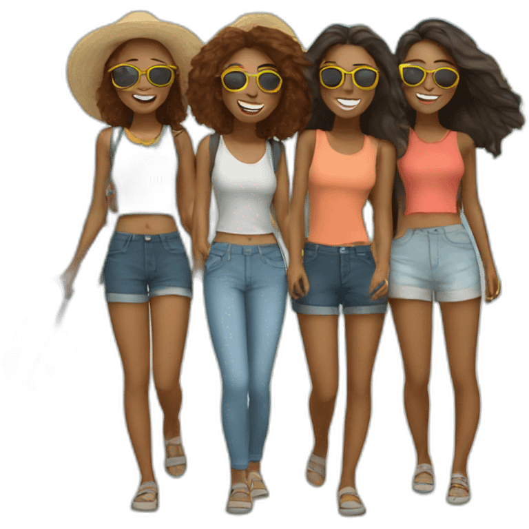 travel with friends (4 girls) emoji