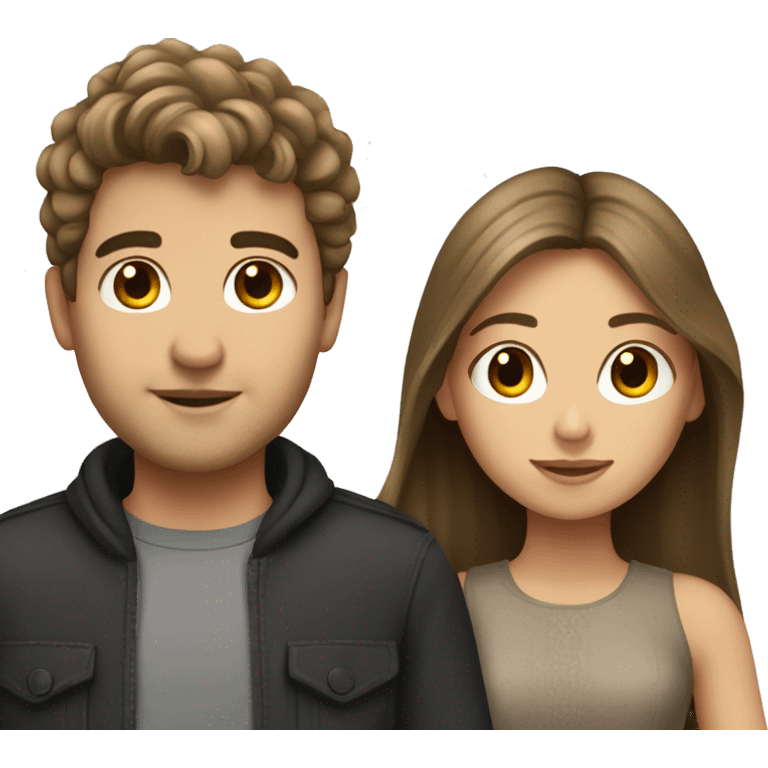 brunette guy and dark blonde haired girl in love emoji