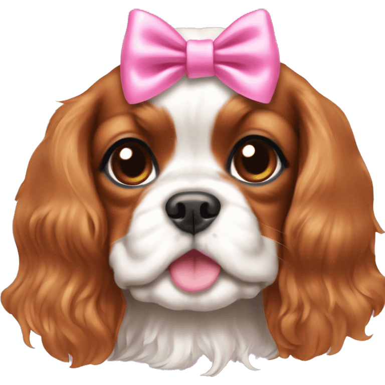 cavalier king charles spaniel puppy with pink bow emoji