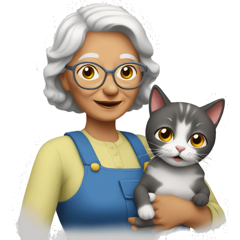 Grandma with cat  emoji