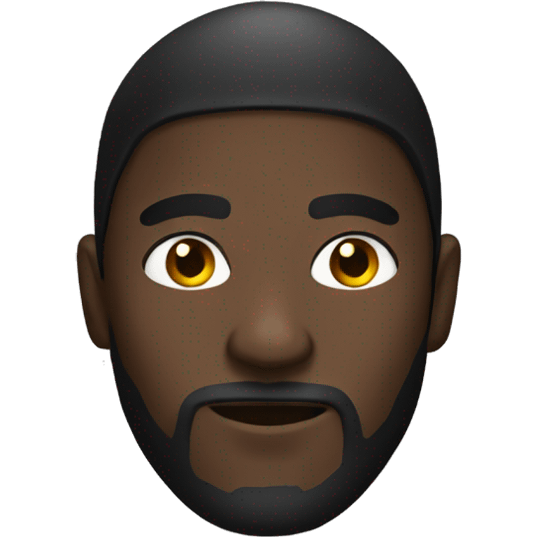 Create a emoji of a black man staring with black hood, pitch black eyes, thin beard emoji