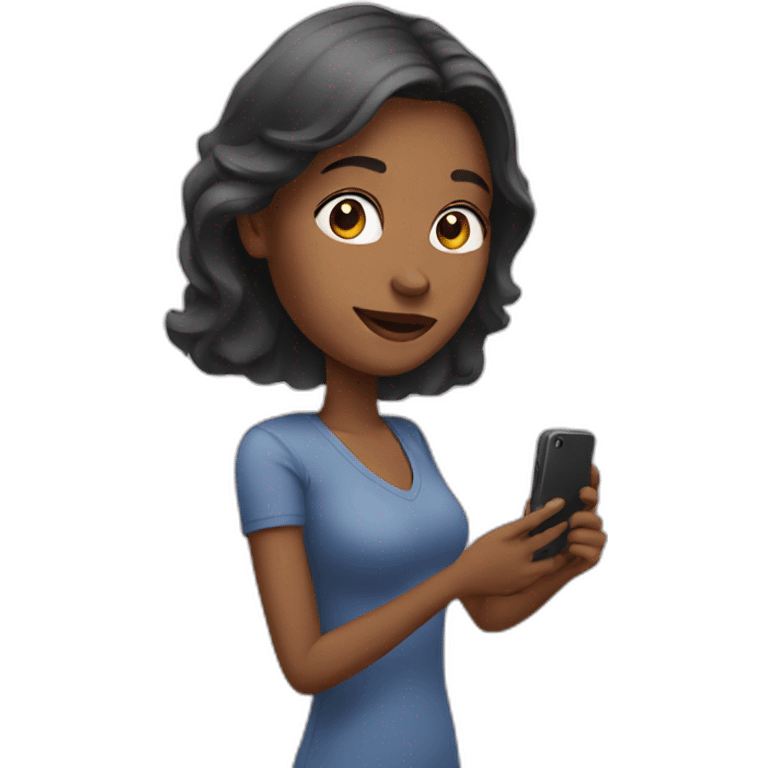 Woman with mobile emoji