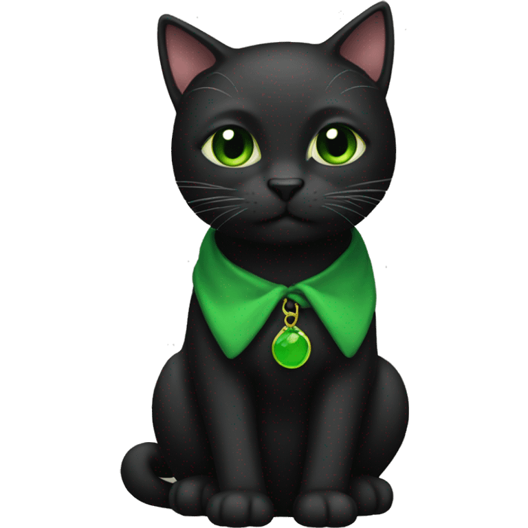 Black cat green yes emoji