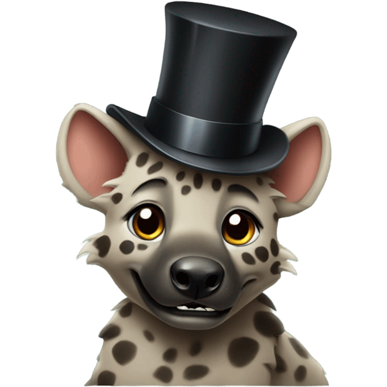 Cute hyena with a top hat emoji