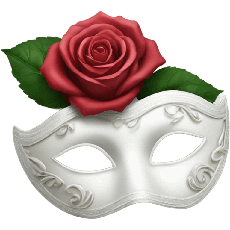 white masquerade mask and rose emoji