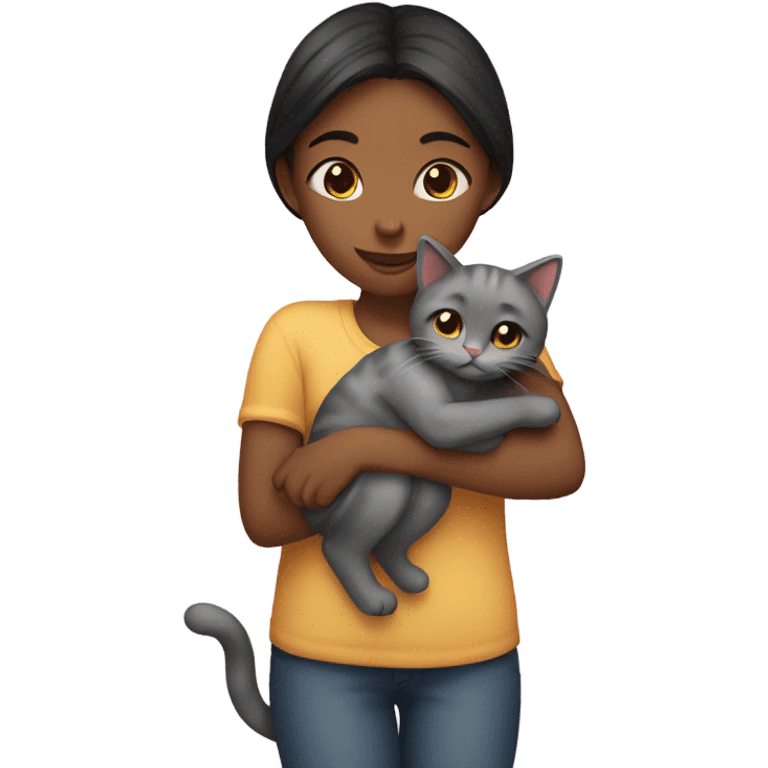 girl hugging cat emoji