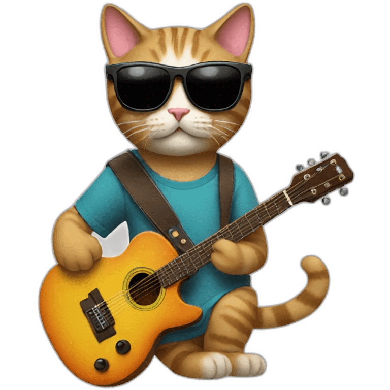 cat with sunglasses and a guitar emoji