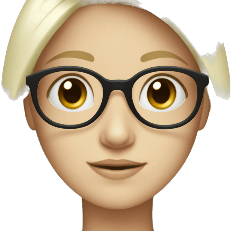 Pale Girl with dark blonde Haie and Blue-Green eyes with round glasses emoji