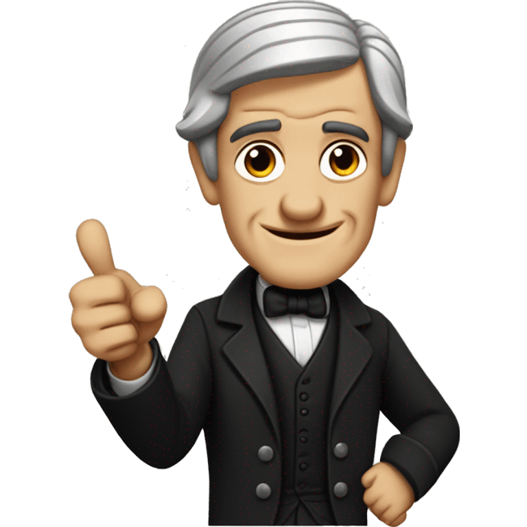 Ralph Waldo Emerson with thumbs up with a little frown and black clothes emoji