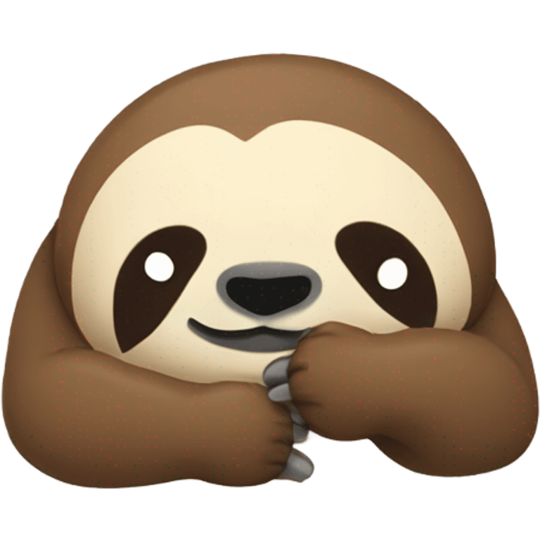 sloth lies face down and shows thumbs up emoji