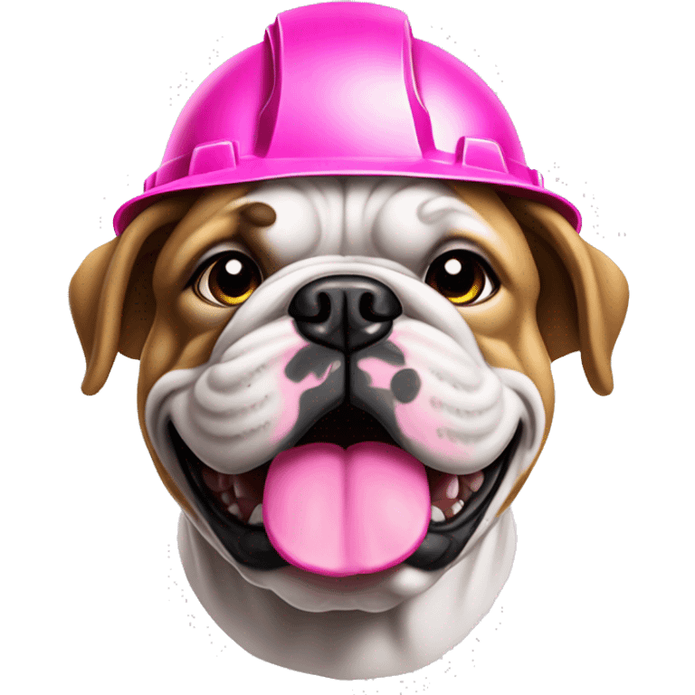 bulldog with pink hard hat that is 20x20 emoji