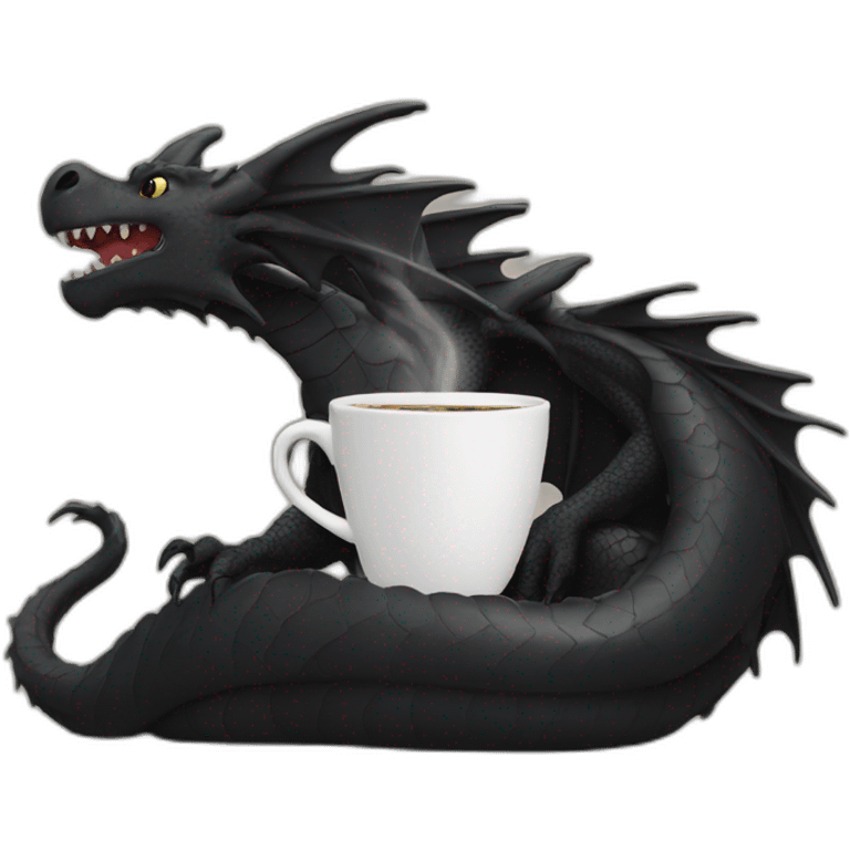 black dragon sipping from a coffee cup emoji