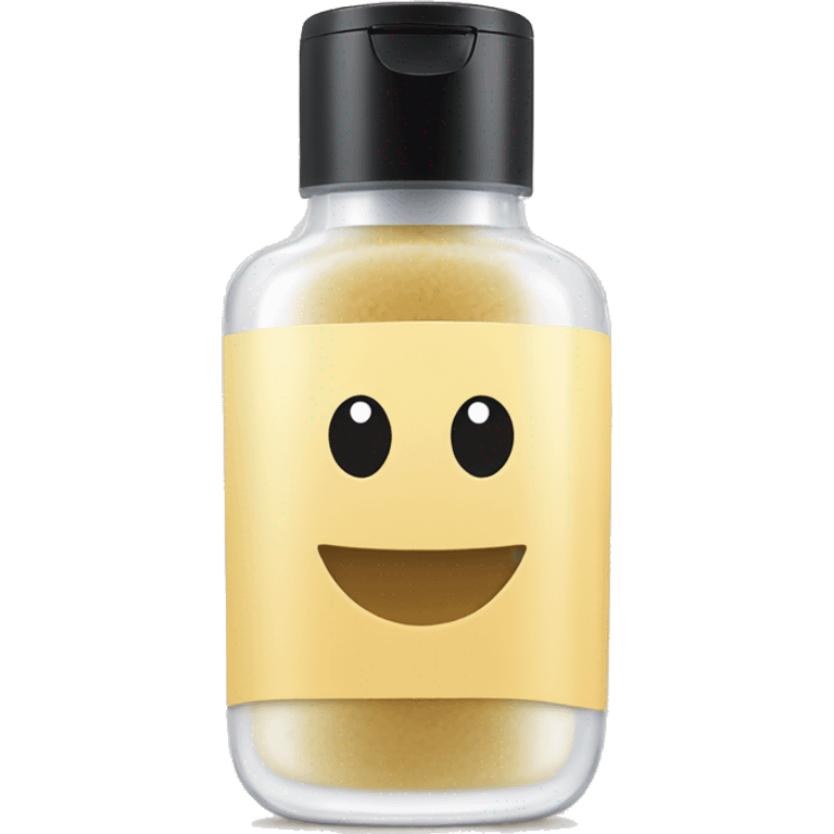 facial scrub bottle with label emoji