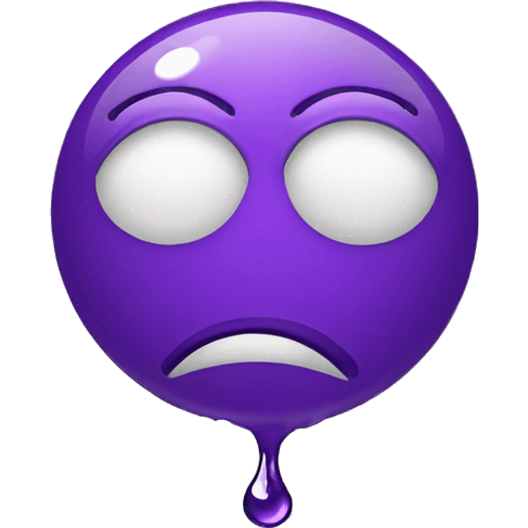 one sad emoji with a single drop coming from its eye and the emoji is purple  emoji